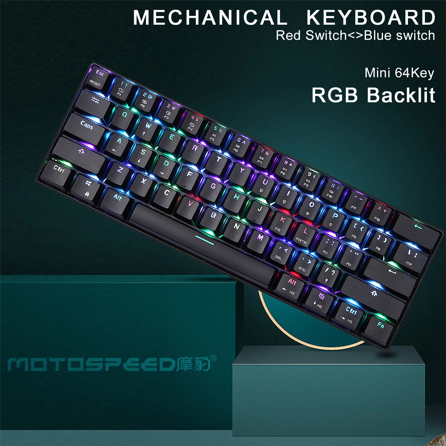 Клавиатура Motospeed Механическая игровая с RGB-подсветкой, 61 клавиша