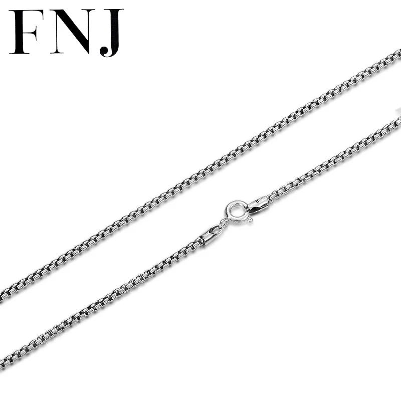 

FNJ 2mm Link Chain Necklace 925 Silver 50cm to 65cm Fine Original S925 Silver Men Necklaces for Jewelry Making Women