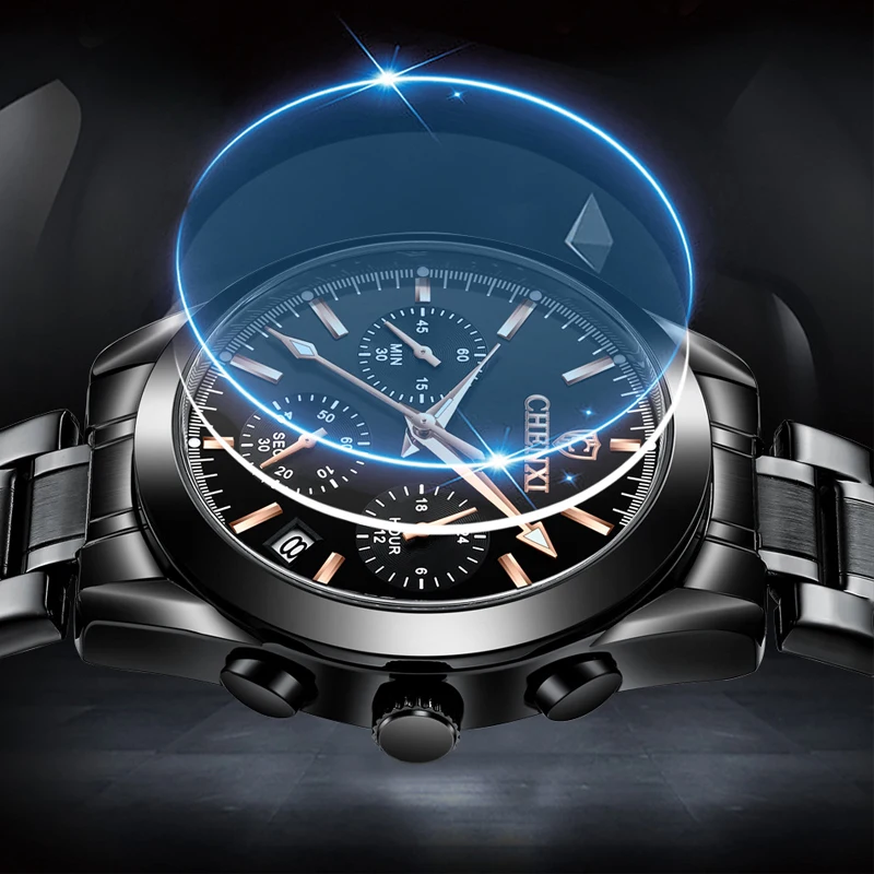 Часы мужские кварцевые с хронографом брендовые наручные из нержавеющей стали