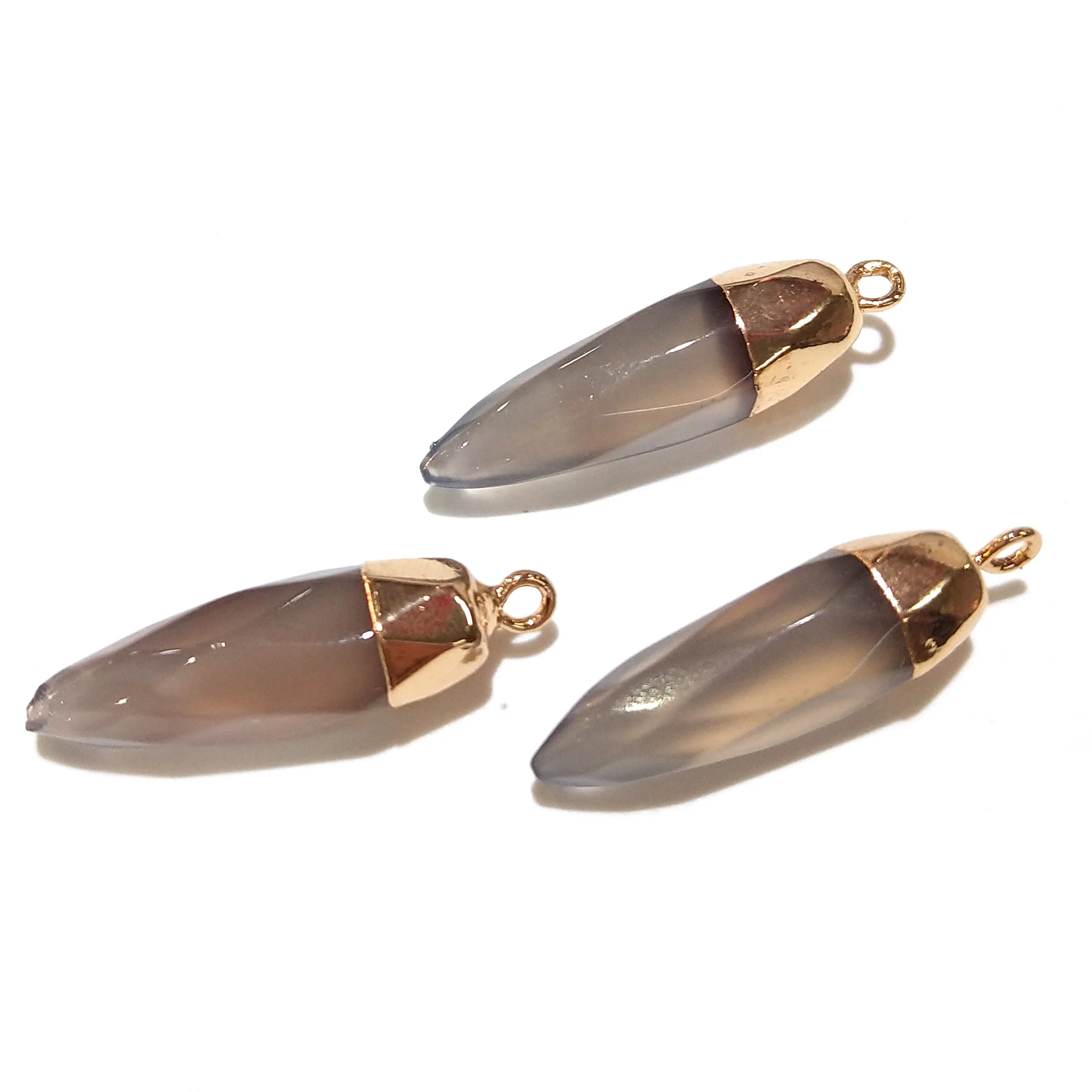 Grey Agate Подвески из натурального камня хрустальные подвески ювелирные изделия DIY ожерелье аксессуары для материал для изготовления украшений Размер 28x9 мм - Окраска металла: Grey Agate