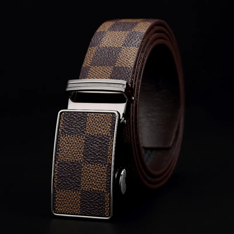 

New Men's Designer Genuine Leather Cowhide Automatic Buckle Belts European Business Style Women's Printing Simple Luxury Belts