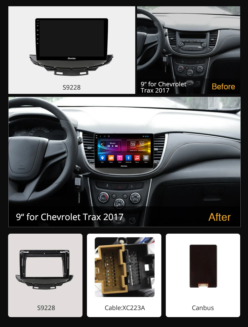 Ownice 2DIN Восьмиядерный Android 9 0 автомобильный аудио dvd-плеер k3 k5 k6 Для CHEVROLET TRAX 2017 DAB + DVR