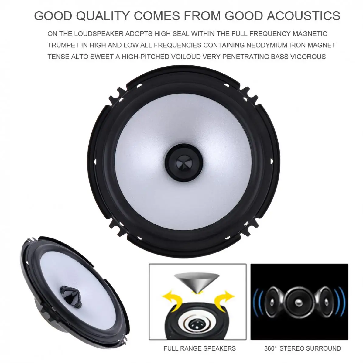 2 шт. 6 5 дюймов 60 Вт автомобильный динамик HiFi аудио полный диапазон частоты
