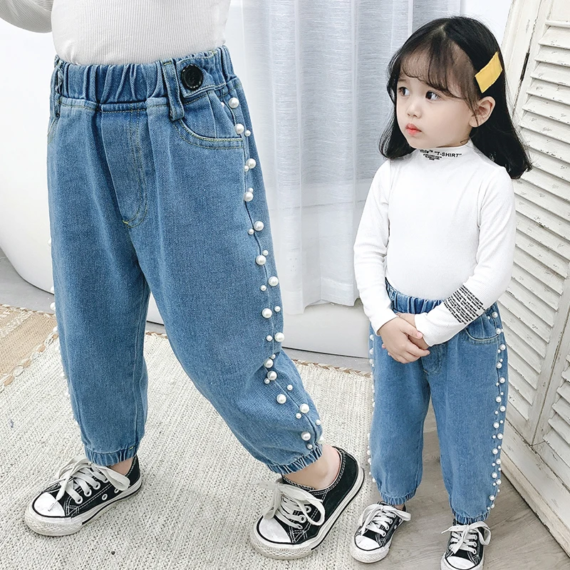 

Children's Clothes Girls Autumn Cotton Pants Kids Casual Jeans Leggings Blue Color Female Child Star Hole Trousers Pencil pants