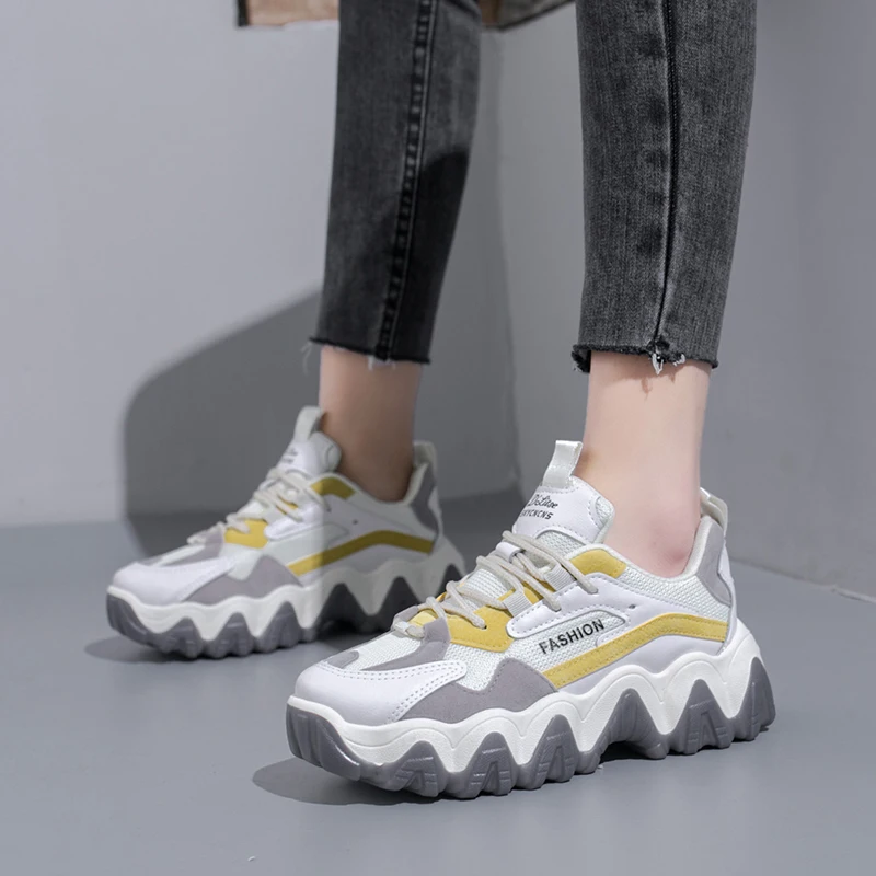 

Autumn Shoes Woman Chunky Sneakers Lace Up Women Walking Platform Ladies Flats Vulcanized Shoes Comfort Winter Women's Footwear