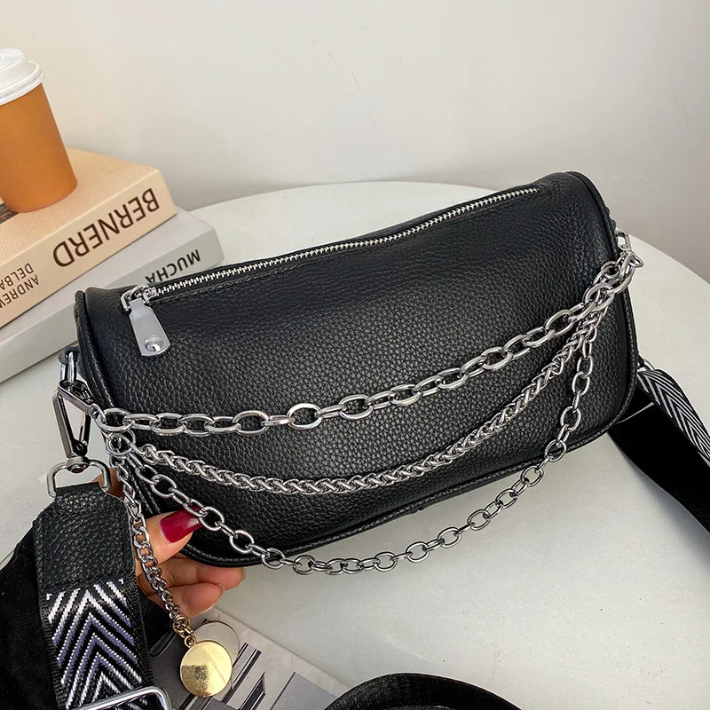 

Advanced soft leather bag women's 2020 new fashion and atmosphere women's one shoulder slanting bag chain small square bag