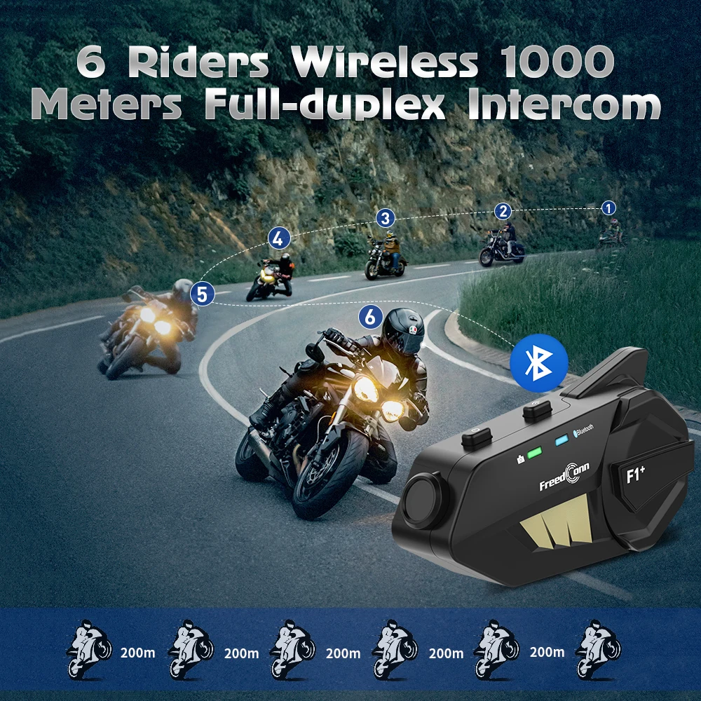Freedconn F1 плюс 6 мотоциклистов группа домофон Водонепроницаемый объектив HD 1080P