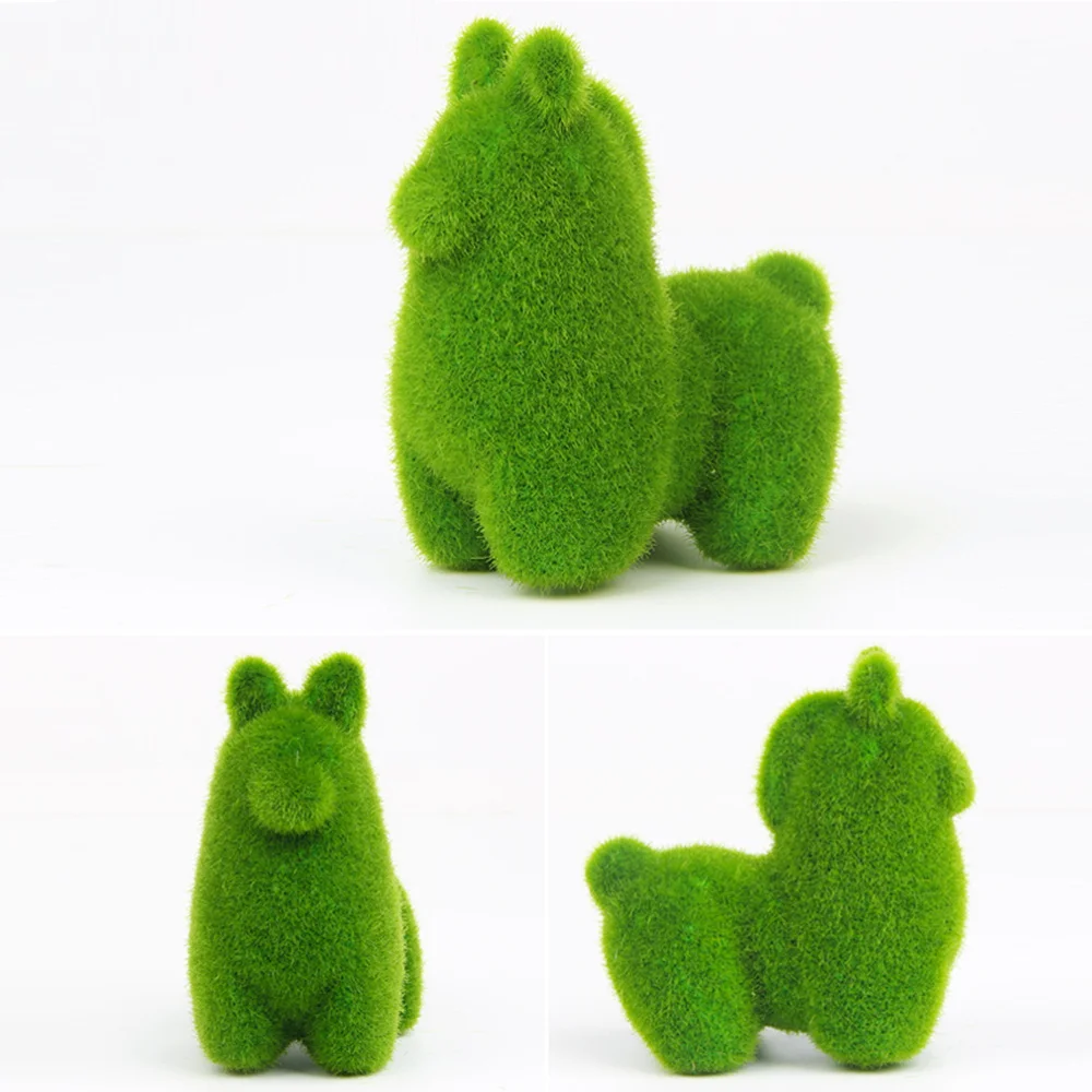 Искусственные животные зеленая трава флокирование украшение интерьера садовое