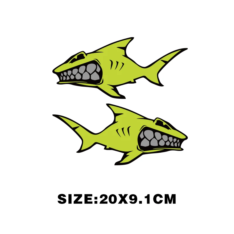 

Waterproof Sunscreen PVC High Quality Car Styling Stickers Neon Fluorescent Yellow Shark Multi Colors Stickersdecals 20cm