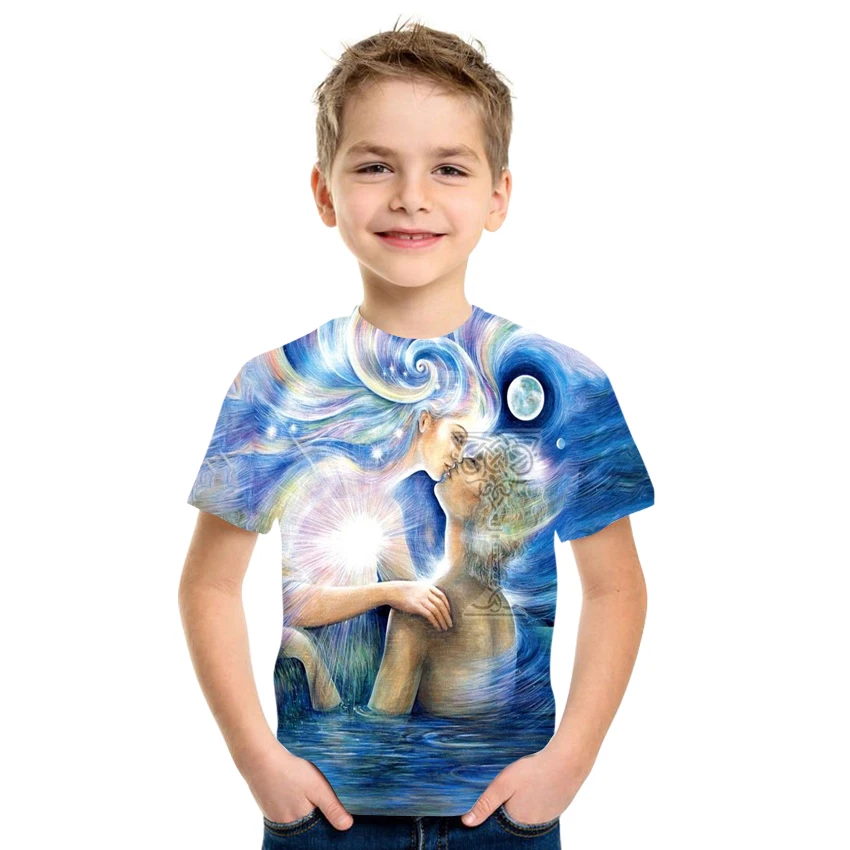 

Lnfant And Children's Clothing Summer Trend Boys And Girls Colorful Novelty Pattern 3D Printing Short-Sleeved Children's T-Shirt