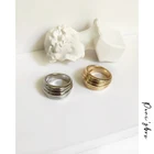 Кольца Peri'sBox 4 вида конструкций, нестандартные круги, массивные круглые геометрические кольца для женщин, текстурированные минималистичные кольца, 2020 ювелирные изделия