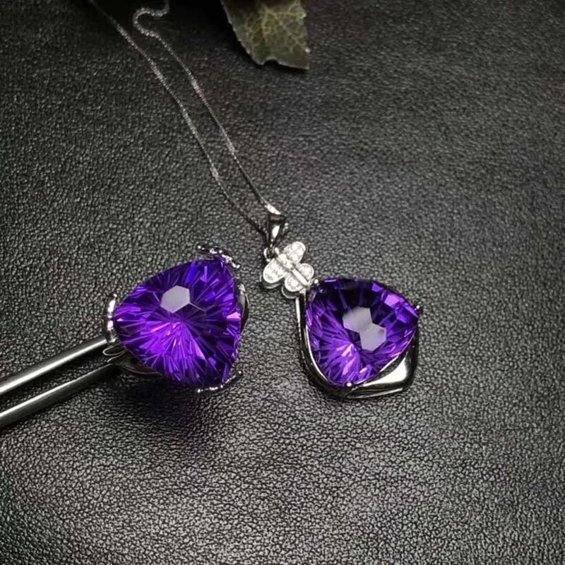 Женский комплект из кольца и ожерелья с подвеской стерлингового серебра 925 пробы