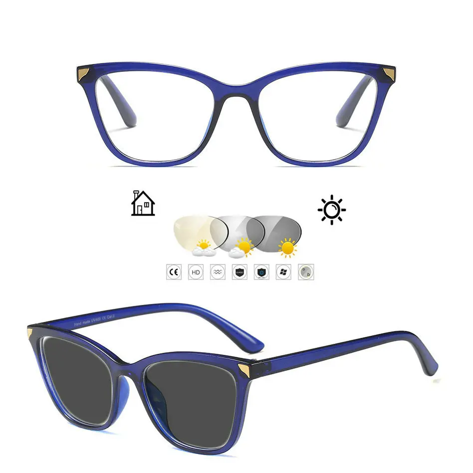 Новинка 2020 модные солнцезащитные очки в форме кота фотохромные для чтения