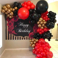 159pcs red black chrome metal gold balloons arch garland kit birthday party decorations valentines day wedding party globos