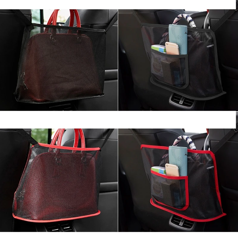 

Car Net Pocket Handbag Holder, Driver Storage Netting Pouch,Car Hooks for Purses and Bags Front Seat
