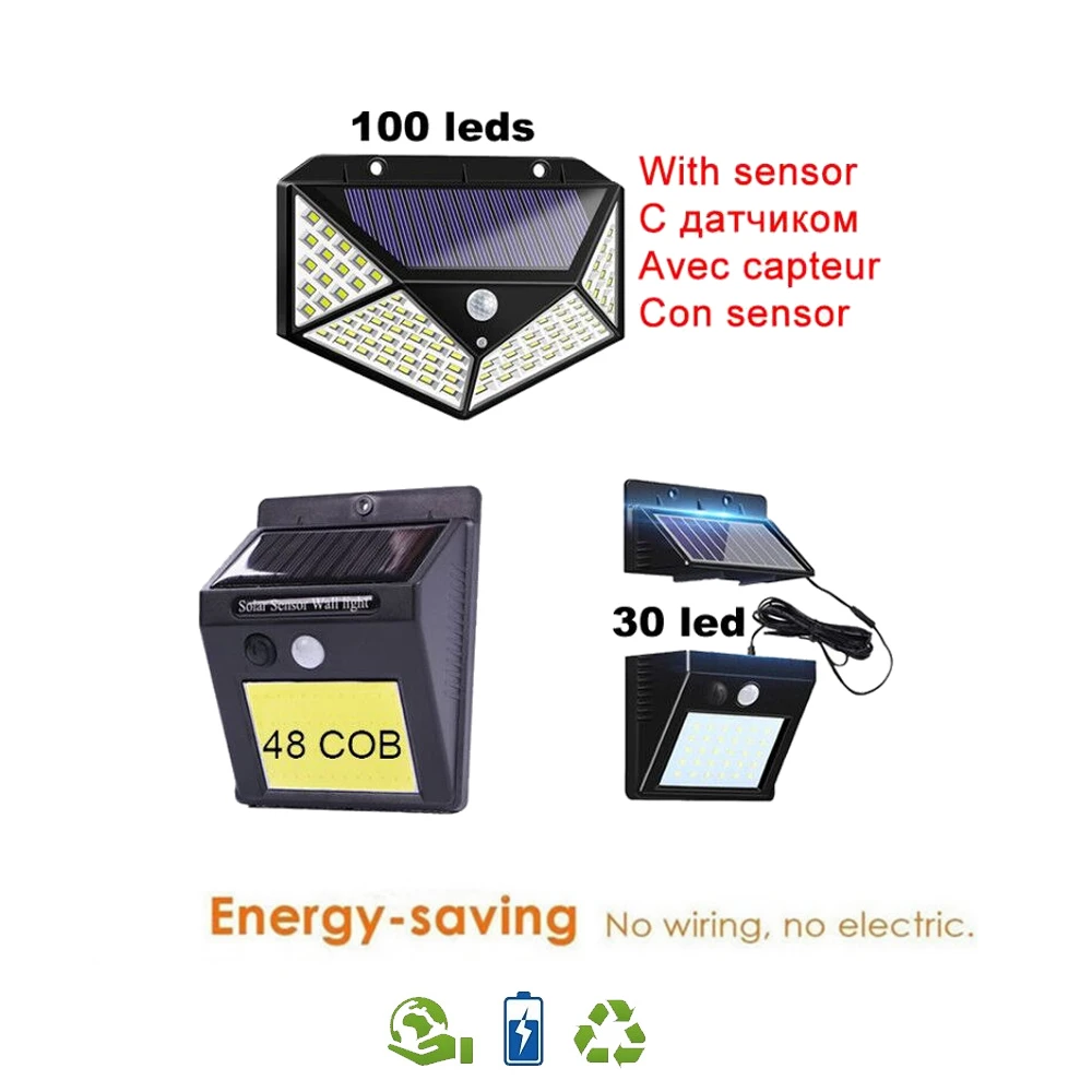 Светодиодный светильник на солнечной батарее настенный беспроводной датчик