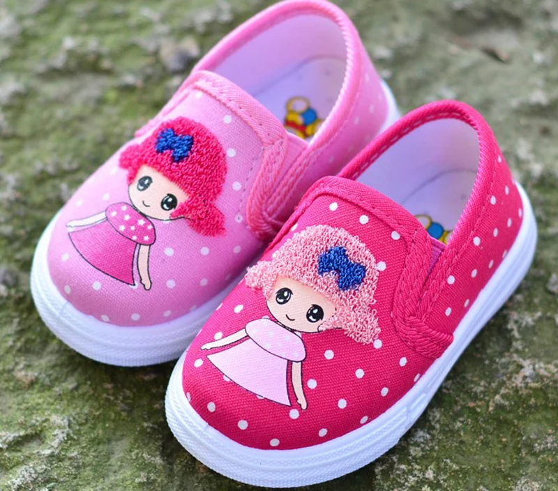 

Girls Canvas Shoes Slip On Pink Denim Baby Loafers Kids Lovely Footwear Nina Zapatos Chaussure SandQ 2021 Spring Autumn New