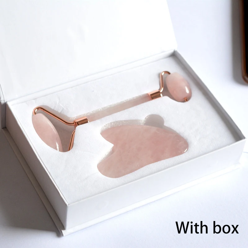 

Rose Quartz Jade Roller Face Slimming Massager Face Lifting Natural Jade Stone Facial Massage Roller Skin Care Beauty Set Box