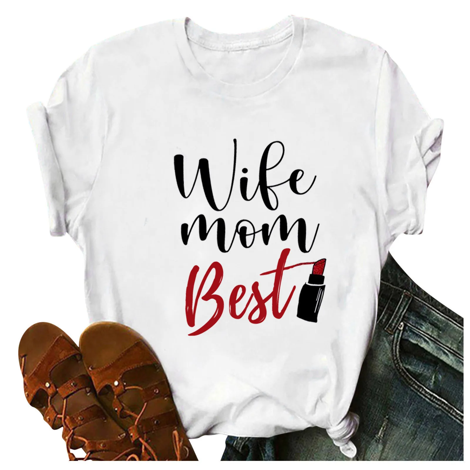 

Woman Tee Top Mother's Day Letter PrintElegant Tops Fashion