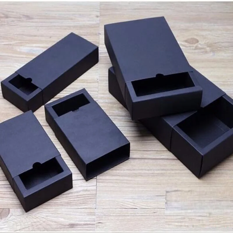 

White Kraft paper Christmas gift packaging box / Black Kraft Paper Drawer Boxes Craft gift Jewelry/Candy box packing Box