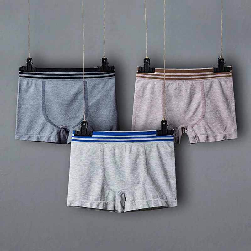 

Men's Stripe Style Shorts Panties Nylon Material Underpants Solid Color Flexible Fashion Comfortable Breathable Male Underwear