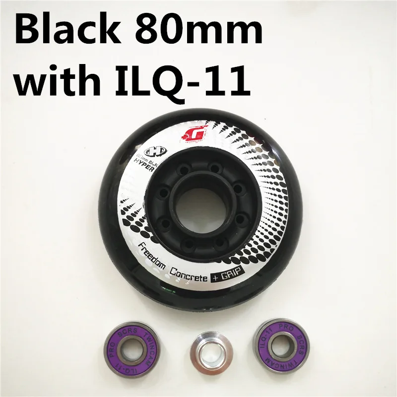 Black 80mm ILQ11 8 шт. Hyper+ G GRIP бетонные Встроенные роликовые коньки колеса, 84A FSK слалом торможения для SEBA HL High WFSC Powerslide RB колеса - Цвет: Black 80mm ILQ11
