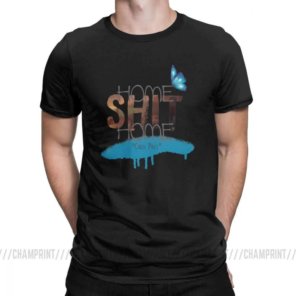 Home Shit Home Life Is Strange мужские футболки, винтажные футболки с коротким рукавом и круглым вырезом, футболка из чистого хлопка, одежда для вечеринок - Цвет: Черный