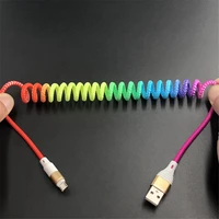 spring cable retractable 2 4a fast charging cable data cable type c micro usb flexible elastic stretch charger cable