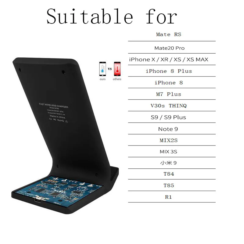 Фото Qi Беспроводная подставка для зарядного устройства iPhone 11pro max XS 8 XR samsung S9 S10 S8 plus Qi Беспроводная подставка для зарядного устройства iPhone 11pro max XS 8 XR samsung S9 S10 S8 plus