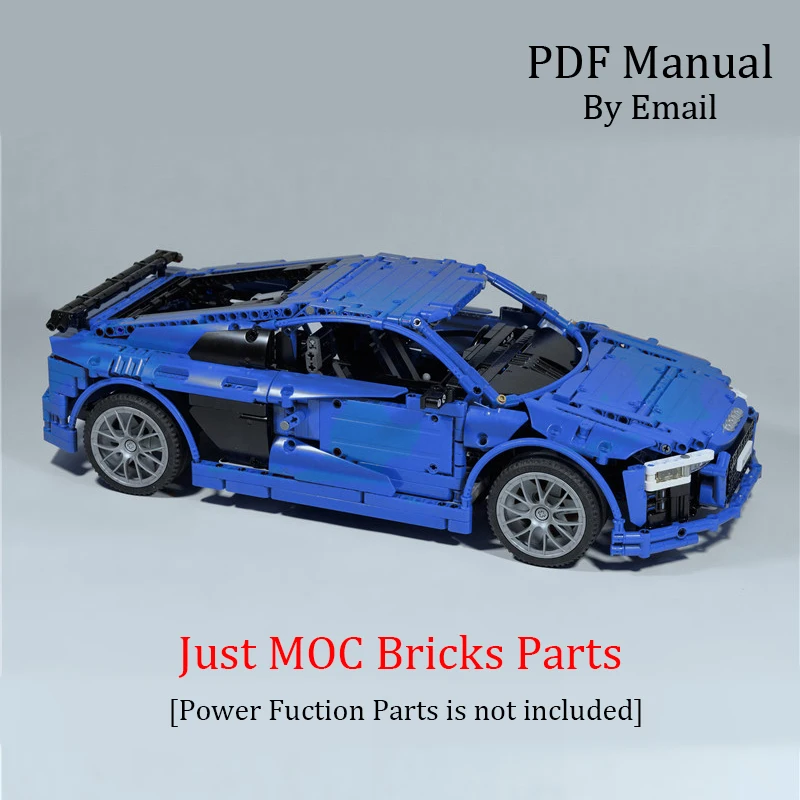 MOC Parts Blue Technic RC Supercar AuDi R8 MOC набор деталей кирпича для MOC 4463 Строительные блоки Набор игрушек DIY развивающий Детский Подарок Brinquedo - Цвет: MOC Parts Blue