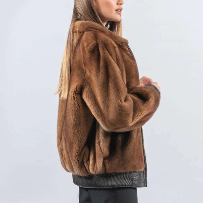 Женская Шуба из натурального меха норки зимняя верхняя одежда на молнии|Шубы и