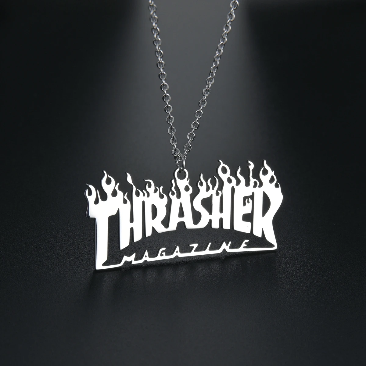 Ожерелье из нержавеющей стали в стиле хип-хоп с надписью Thrasher | Украшения и