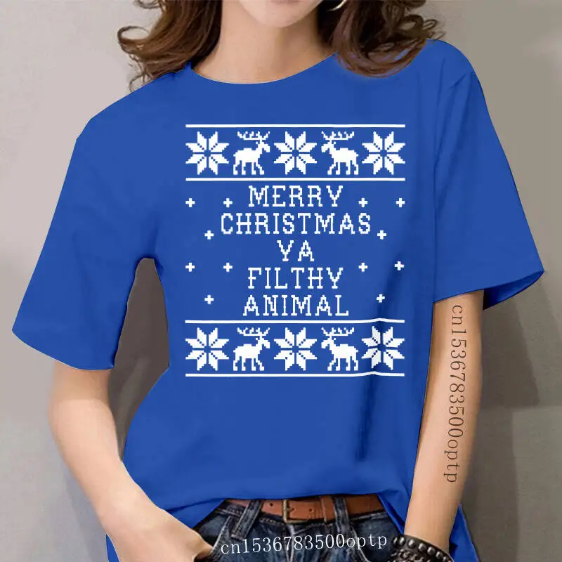 

women Short sleeve tshirt Merry Christmas Ya Filthy Animal Unisex T Shirt Women t-shirt