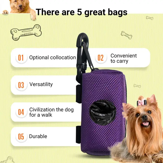 Pet Dog Poop Waste Bag Dispenser Dog Poop Bag Garbage Bag Portable Sorage Bag Fit Walking Running Hiking Pet cleaning supplies