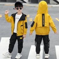 yellow spring autumn girls clothing suits%c2%a0coat pants 2pcsset pullover kids teenager outwear sport beach school high quality