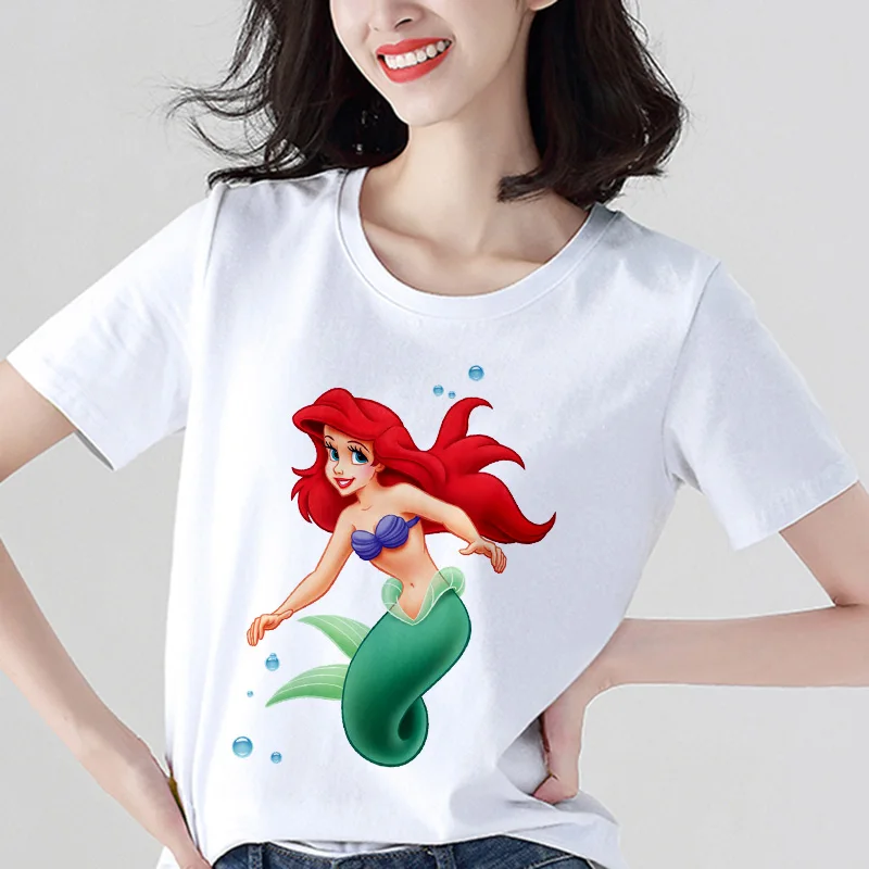 Женская футболка с коротким рукавом тонкая хипстерская Футболка принтом русалки