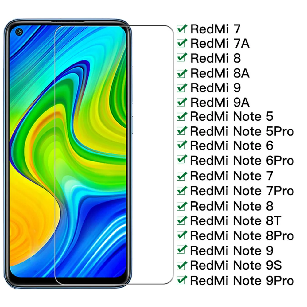 

2pcsTempered Glass For Xiaomi Redmi Note 10 9 7 5 8 Pro 8T mi 10 lite Poco X3 NFC F2 Screen Protector
