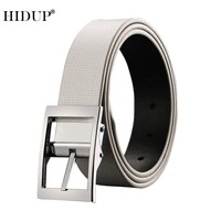 hidup high good quality design pin buckle metal belts men double side white black genuine leather belt 3 3cm width nwj1074