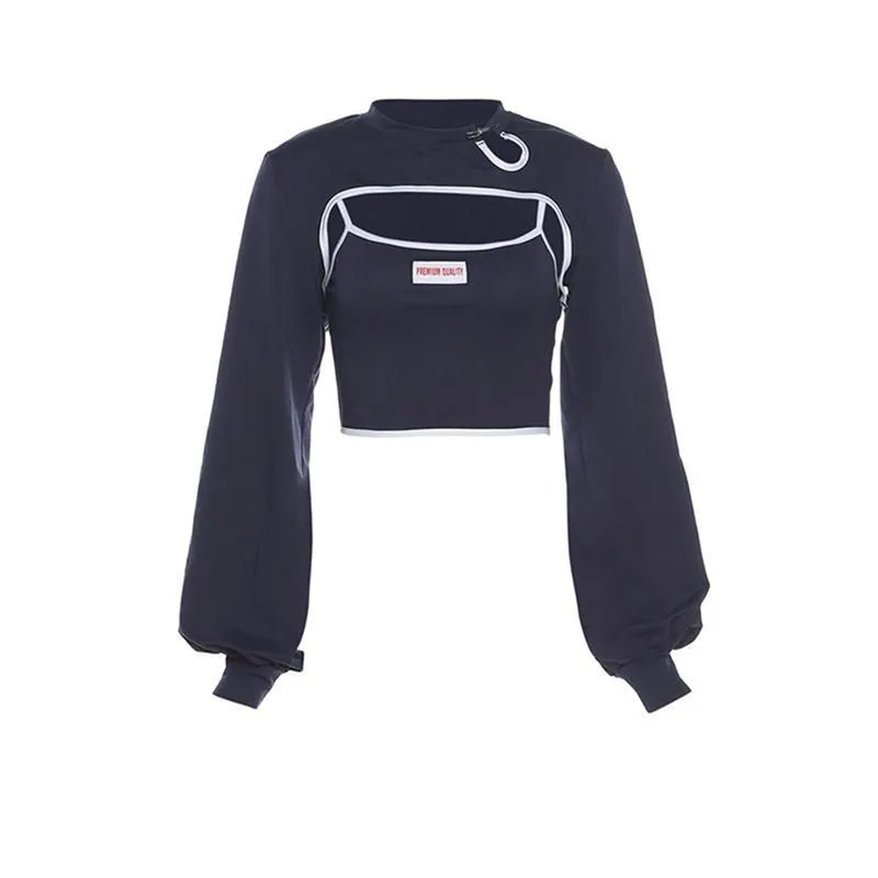 

Breathable Sports Shirt New Activewear Tops Hot Girl Slim-fitting Vest Long-sleeved Blouse Chic Sexy Slim Two-piece Suit