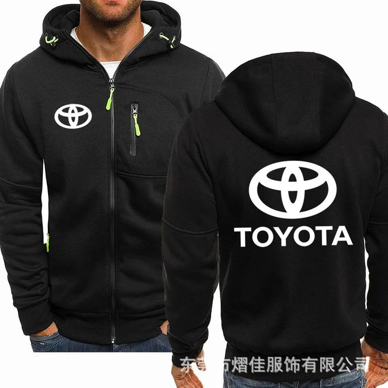 

Spring Men's Hoodies TOYOTA Logo Casual HipHop Long Sleeve Hooded Sweatshirts Fashion Fleece riding Zipper Jacket Men Tops