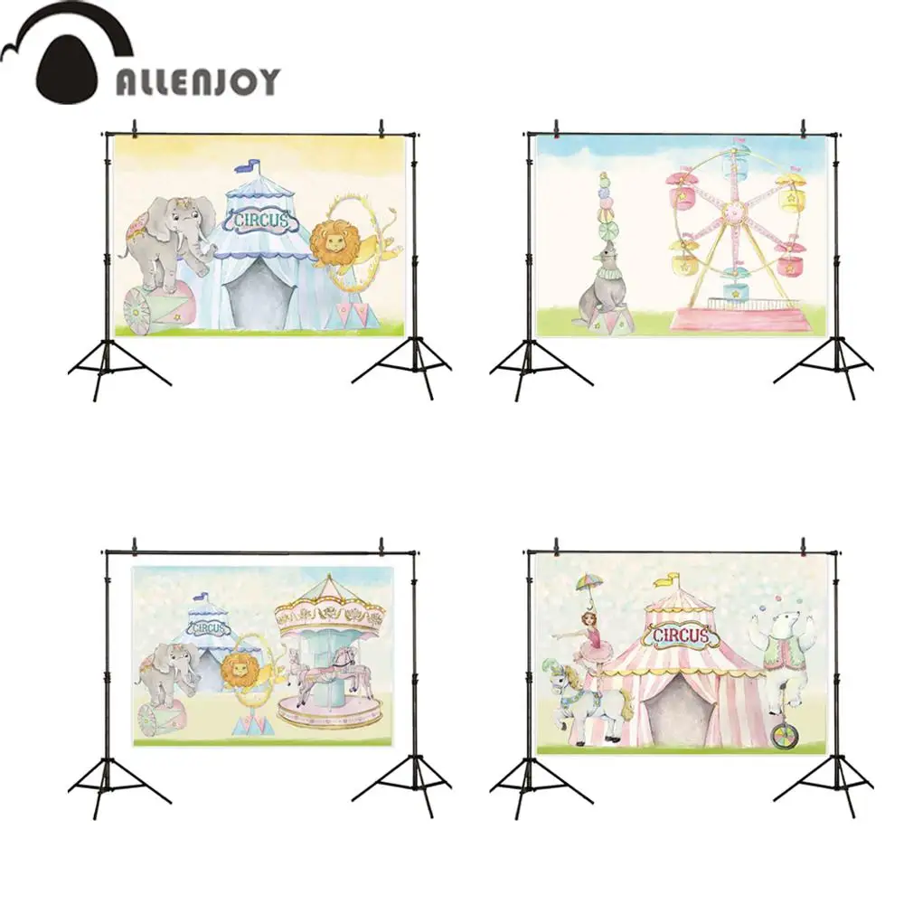 Фон для фотосъемки с цирком Allenjoy картина маслом слон Лев детский день рождения