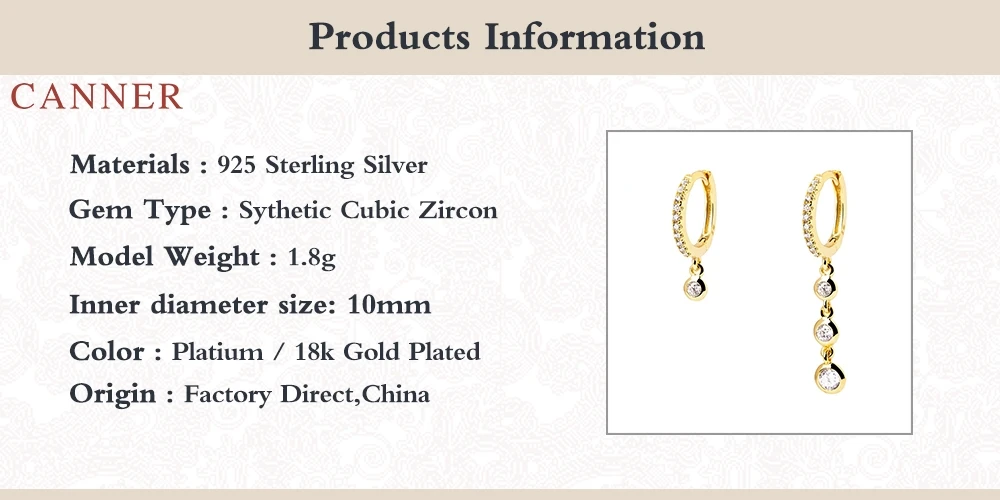 

CANNER Irregular Diamond Setting Earrings Hoops 925 Sterling Silver Earrings For Women Silver Jewelry Earring Aretes De Mujer