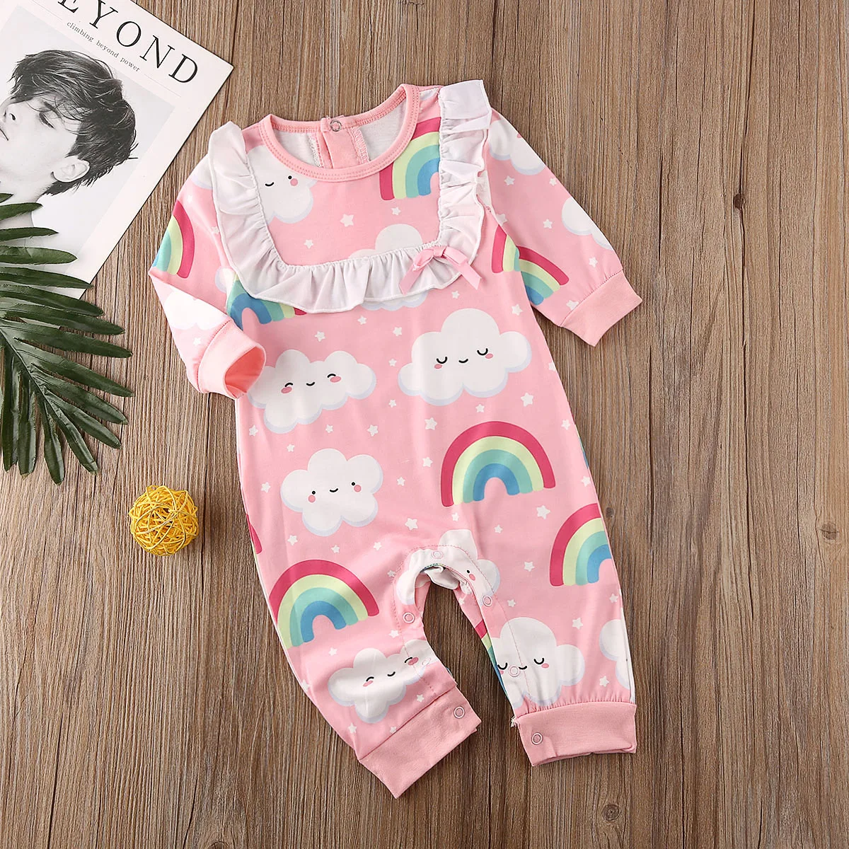 

3-24 Months Cute Newborn Baby Girl Casual rainbow cloud Romper Bodysuit Jumpsuit Outfit Clothes Set