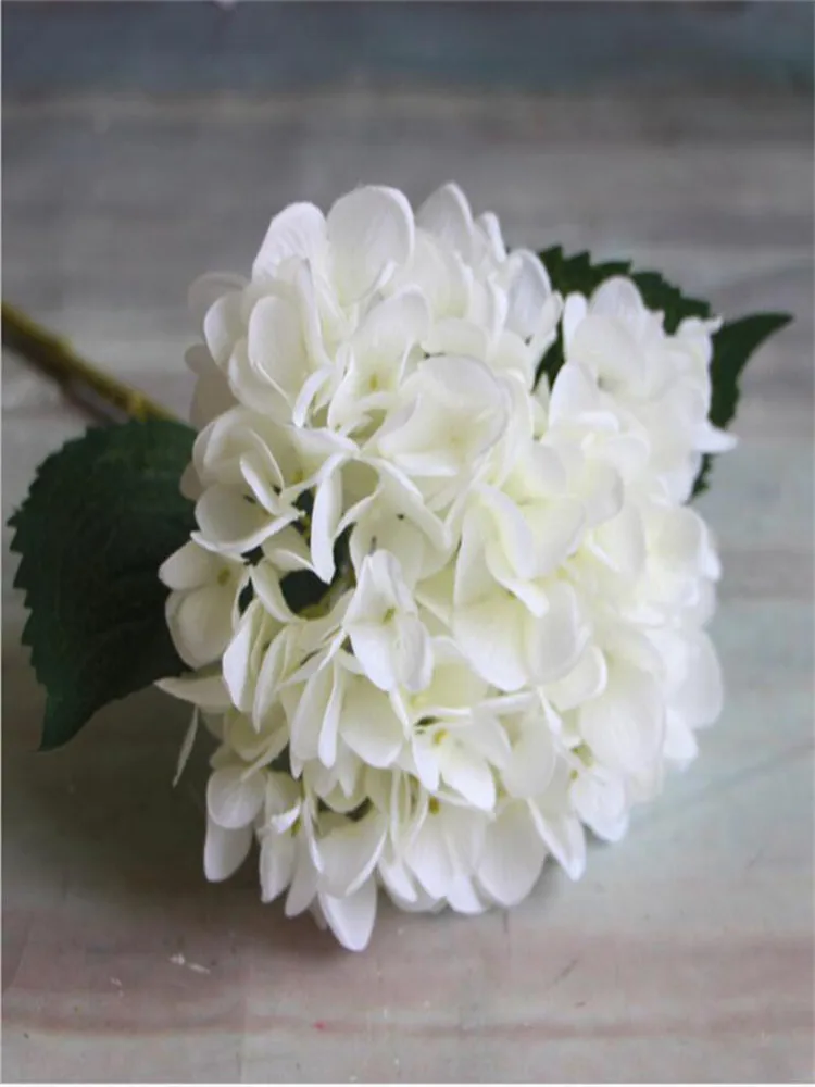 

Artificial Hydrangea Flower Head 47cm Fake Silk Single Real Touch Hydrangeas 8 Colors for Wedding Centerpieces Home Party Decora