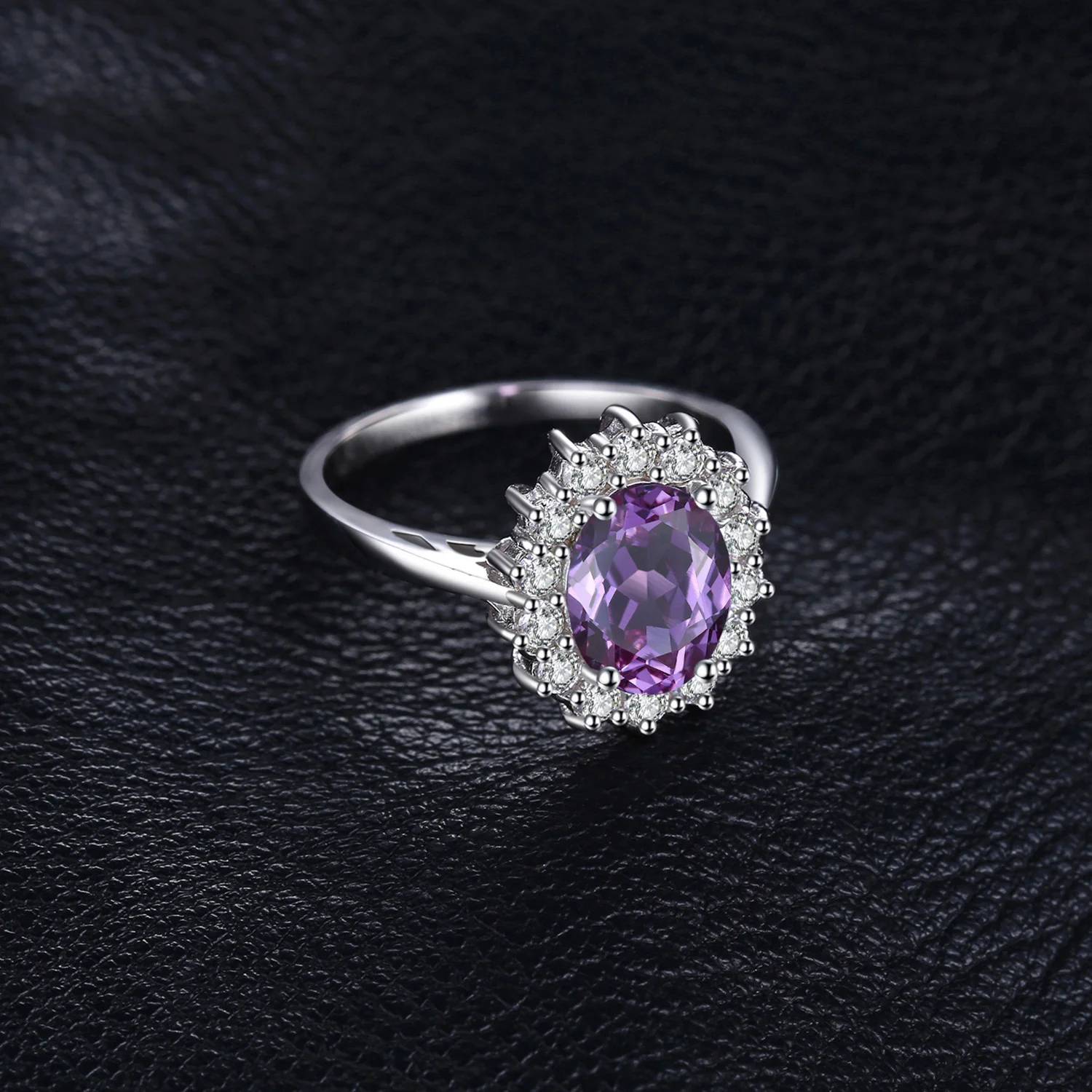 Jewelrypalace Принцесса Диана Уильям Кейт Миддлтон 1.8ct Природный аметист Обручение Halo Кольцо стерлингового серебра 925 Серебряные ювелирные изделия