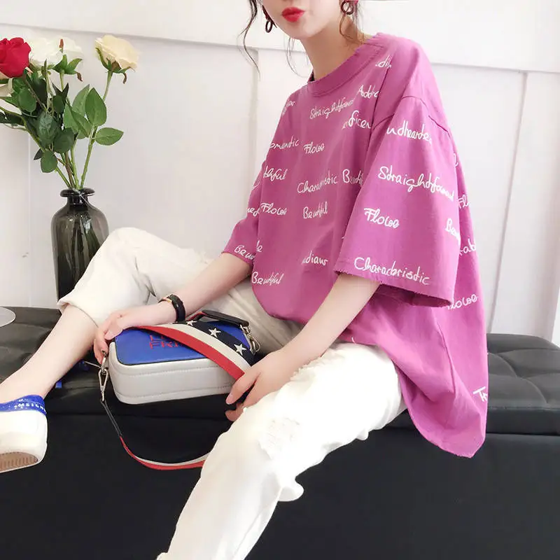 Новая модная женская летняя футболка для девочек повседневные топы с коротким