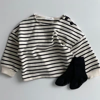 fashion striped print kids baby clothes cotton long sleeve t shirts boys and girls long sleeve tops autumn baby clothing