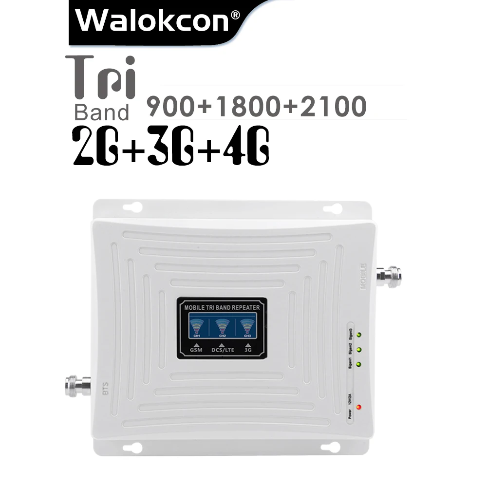 Усилитель сотового сигнала GSM 900 DCS 1800 WCDMA 2100 МГц 70 дБ усиление 2G 3G 4G