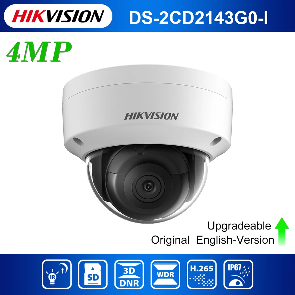 

Hikvision 4MP купольная IP CCTV камера Камера POE DS-2CD2143G0-I CMOS IR сетевой безопасности и функцией ночной съемки Камера H.265 с разъемом для карт SD IP 67