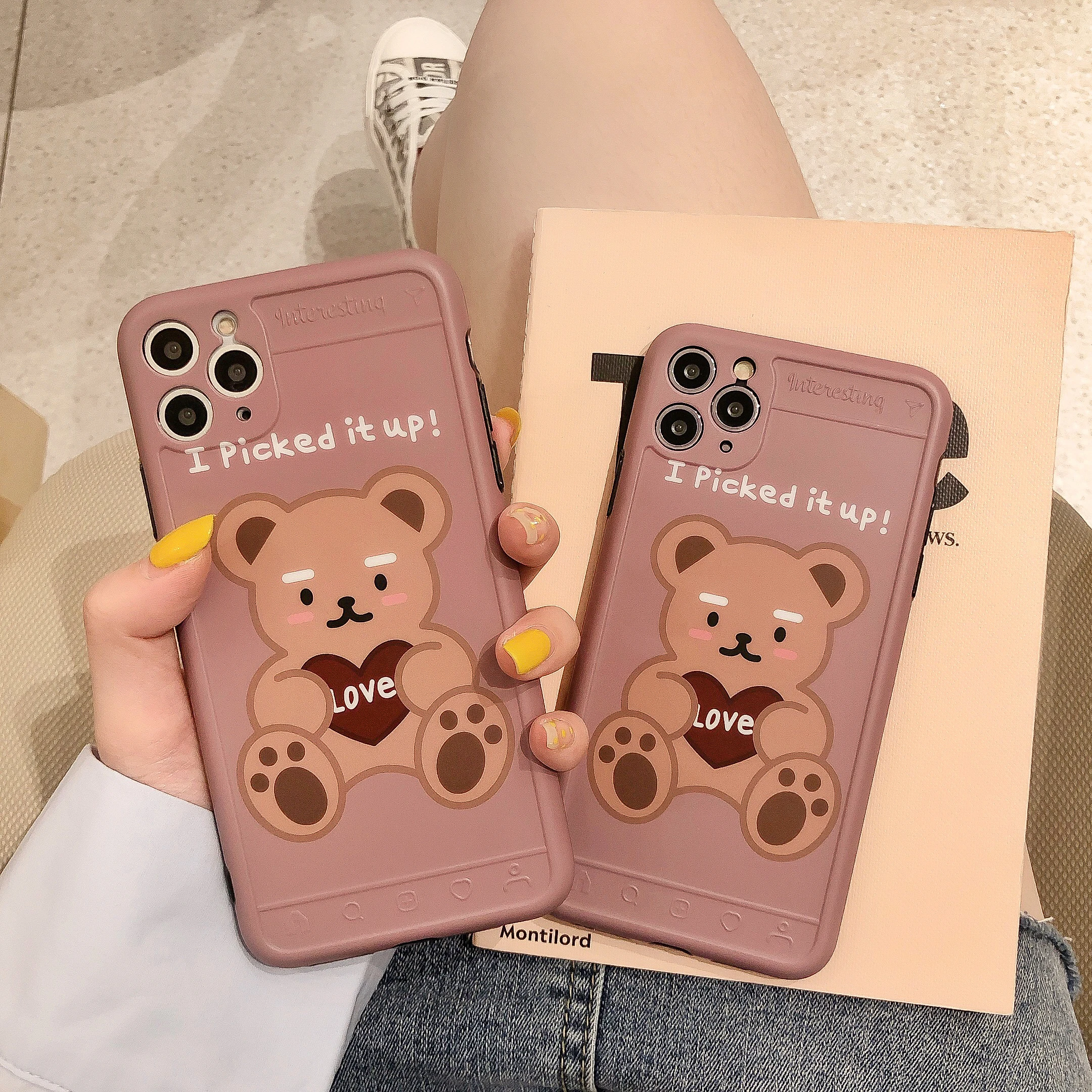 

ins photo frame-brown bear suitable for iphone11ProMax mobile phone case 7 / 8plus x xsmax xr protective cover